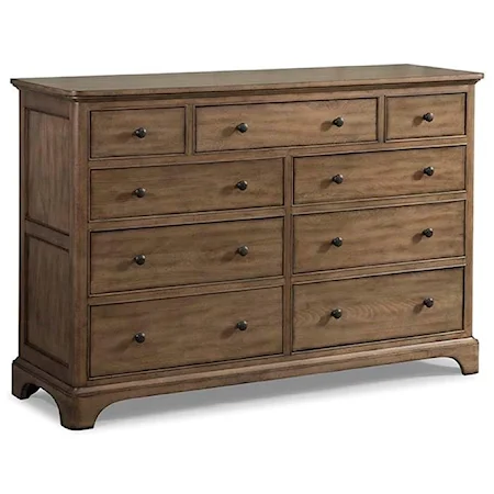 9 Drawer Media Dresser with Drop-Front Drawer